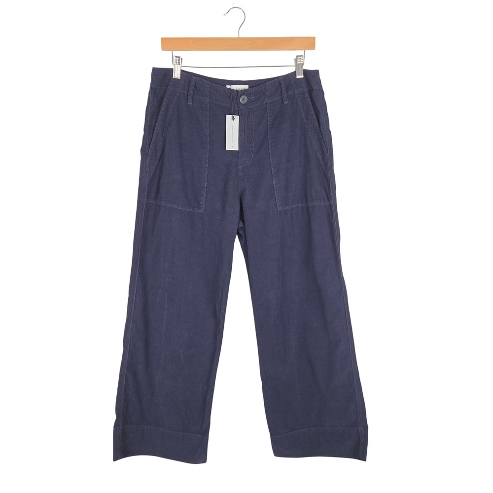 Velvet by Graham & Spencer Navy Corduroy Wide‎ Leg Crop Utility Pants Size 10